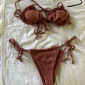 Rust Ribbed Bikini Set